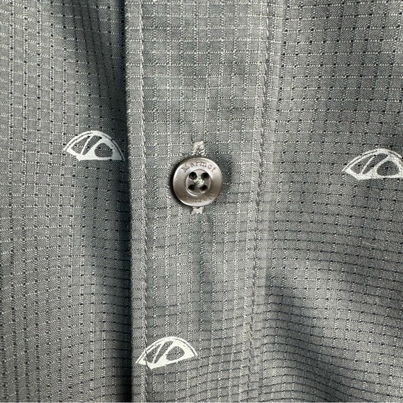 Marmot Tent Print Short Sleeve Button Up Shirt Gray Size XL - Picture 9 of 10